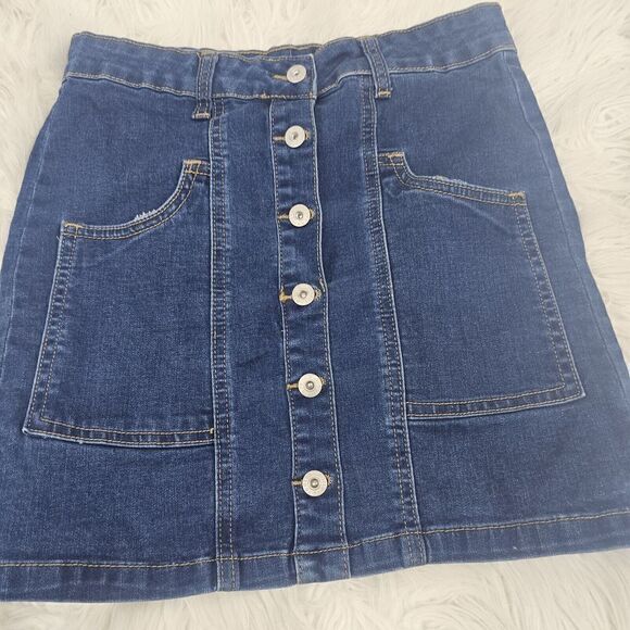 ADRIANO GOLDSCHMIED Sz14Y GIRL'S THE COLETTE BUTTON FRONT STRETCH DENIM SKIRT AG - Picture 2 of 6